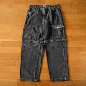Empyre Tori Charcoal Wash Zip Off Cargo Skate Jeans Size 12 Baggy Streetwear